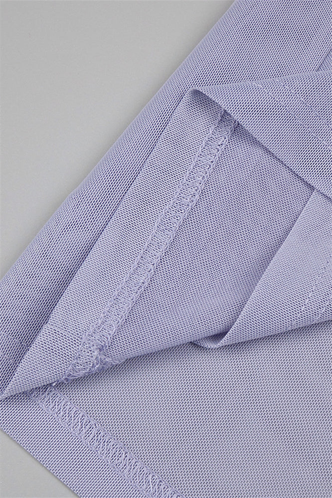 
                      
                        Strapless Periwinkle Rosette Long Dress with Keyhole
                      
                    