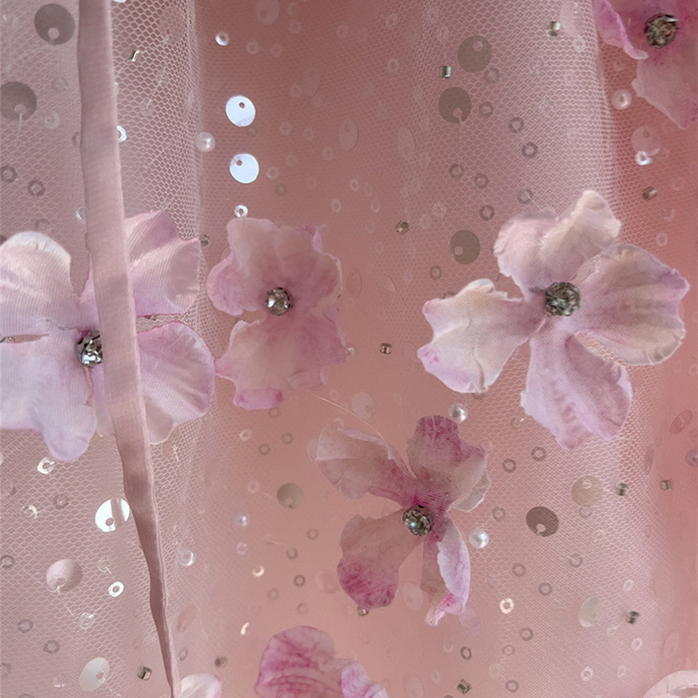 
                      
                        Strapless Pink 3D Floral Tulle Short Dress
                      
                    