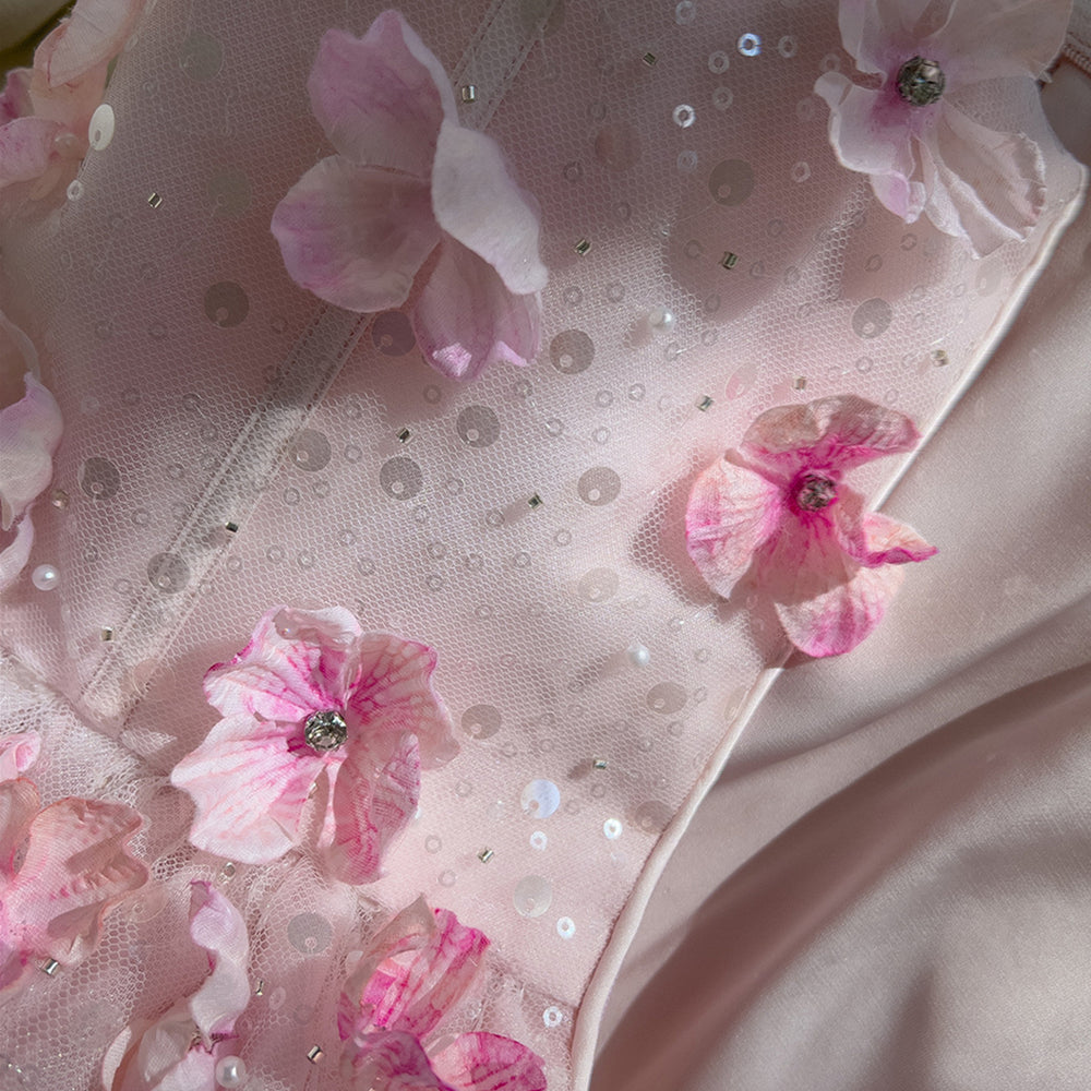 
                      
                        Strapless Pink 3D Floral Tulle Short Dress
                      
                    