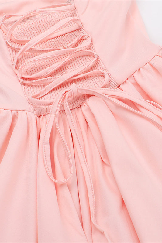 
                      
                        Strapless Pink A-line Bubble Short Dress
                      
                    