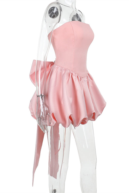 
                      
                        Strapless Pink Back Bow A-line Bud Dress
                      
                    