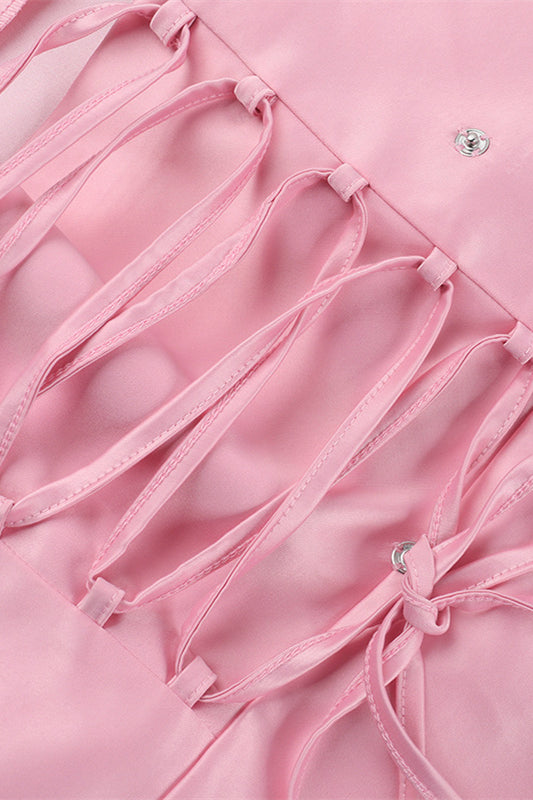 
                      
                        Strapless Pink Back Bow A-line Short Dress
                      
                    