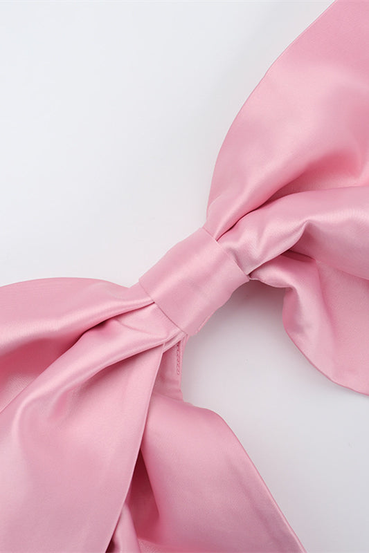 
                      
                        Strapless Pink Back Bow A-line Short Dress
                      
                    