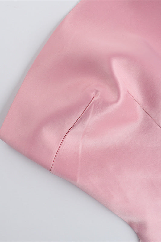 
                      
                        Strapless Pink Back Bow A-line Short Dress
                      
                    