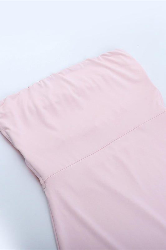 
                      
                        Strapless Pink Backless Bodycon Short Dress
                      
                    