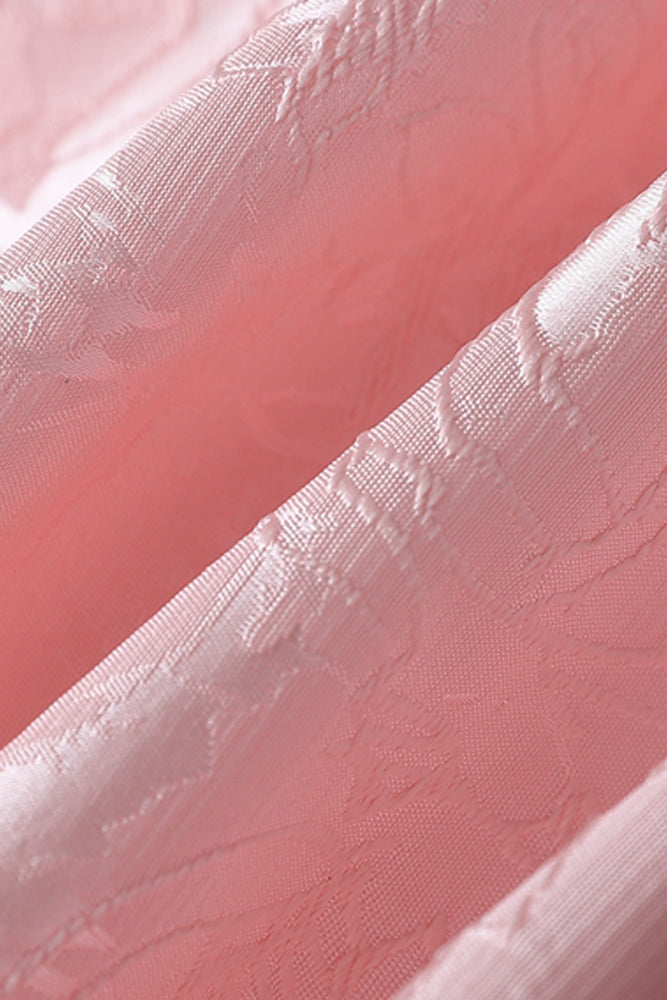 
                      
                        Strapless Pink Floral Short Dress with Side Train
                      
                    