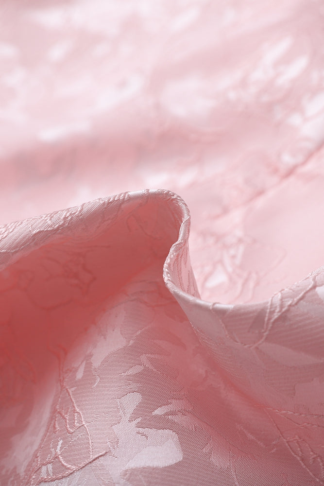 
                      
                        Strapless Pink Floral Short Dress with Side Train
                      
                    