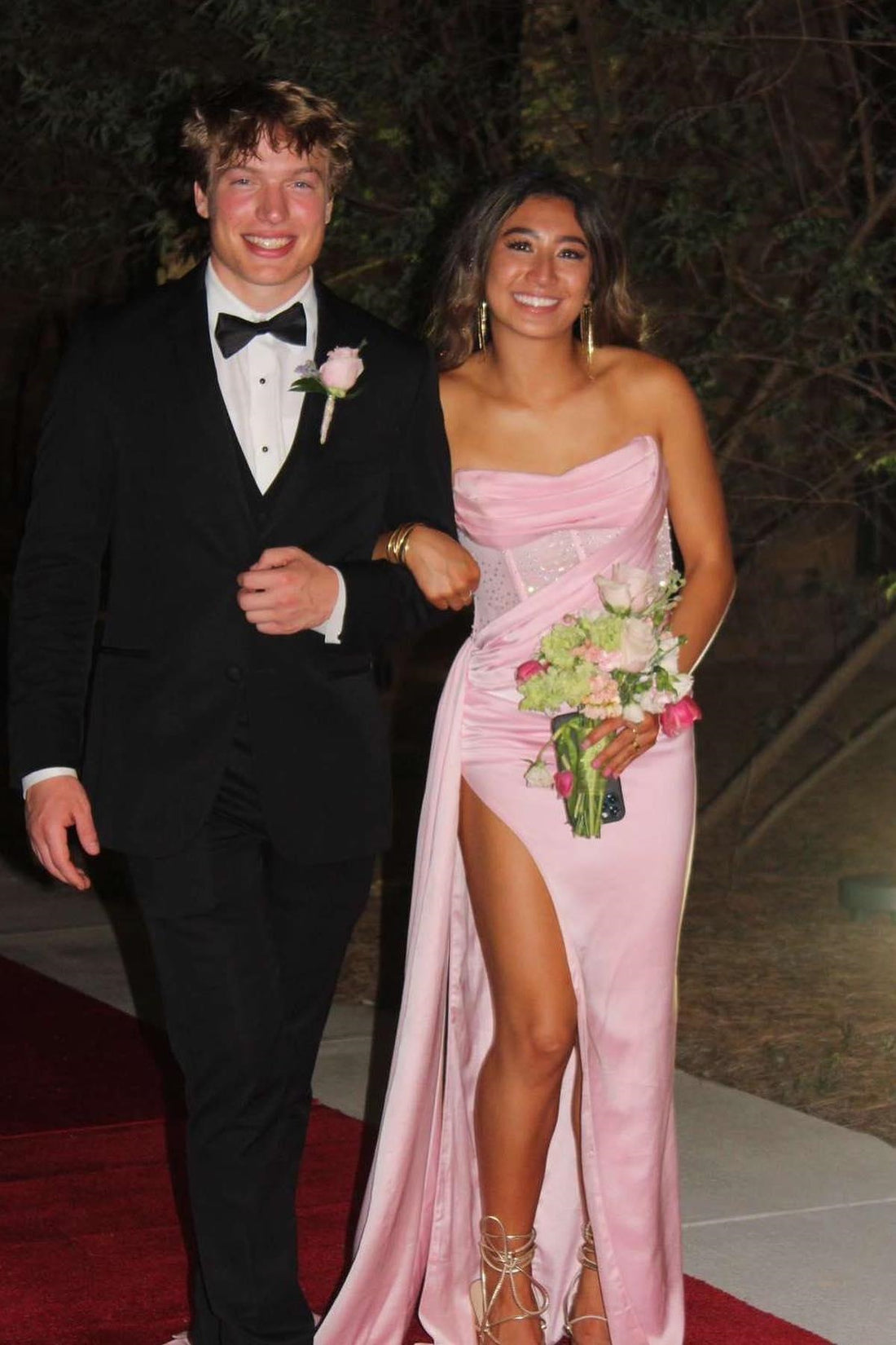 Sweetheart High Slit Long Dress With Sweep Train Peacock
