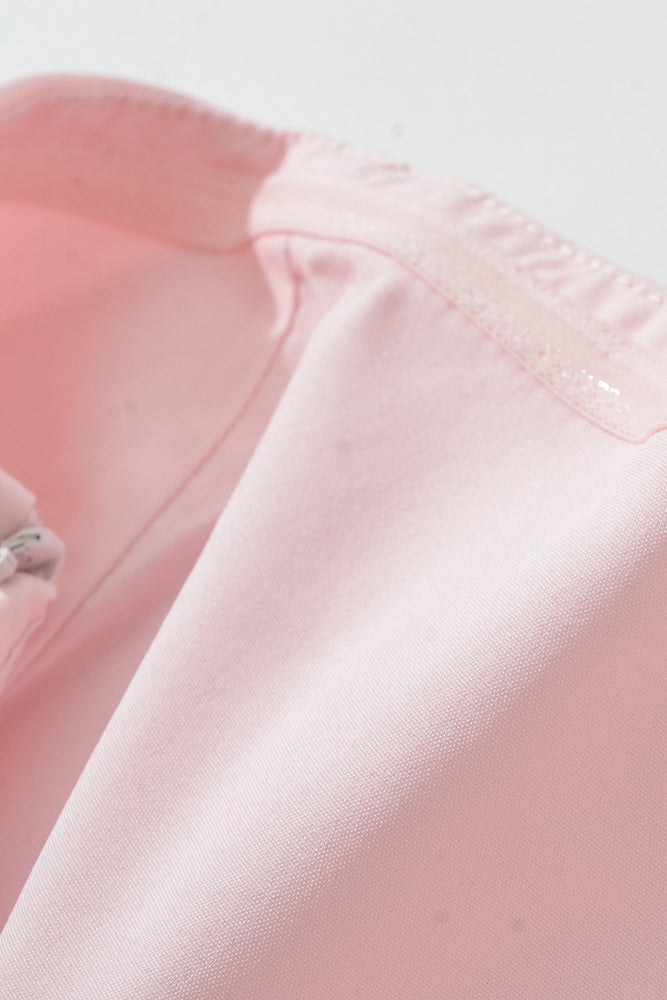 
                      
                        Strapless Pink Ruched A-line Long Dress with Slit
                      
                    