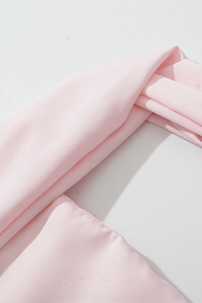 
                      
                        Strapless Pink Ruched A-line Long Dress with Slit
                      
                    