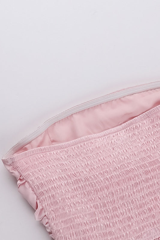 
                      
                        Strapless Pink Ruched A-line Mini Dress
                      
                    