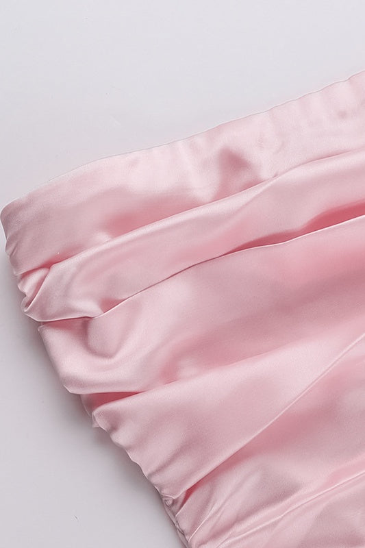 
                      
                        Strapless Pink Ruched A-line Mini Dress
                      
                    