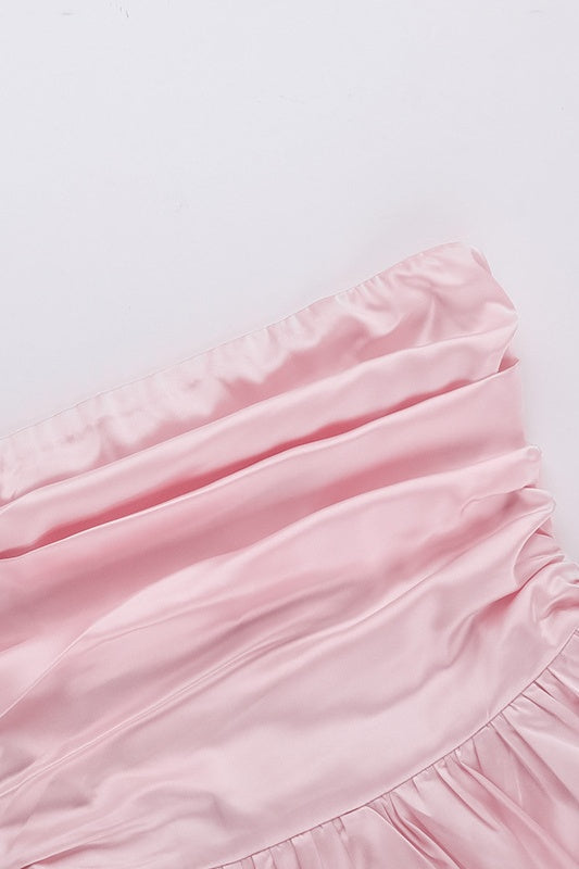 
                      
                        Strapless Pink Ruched A-line Mini Dress
                      
                    