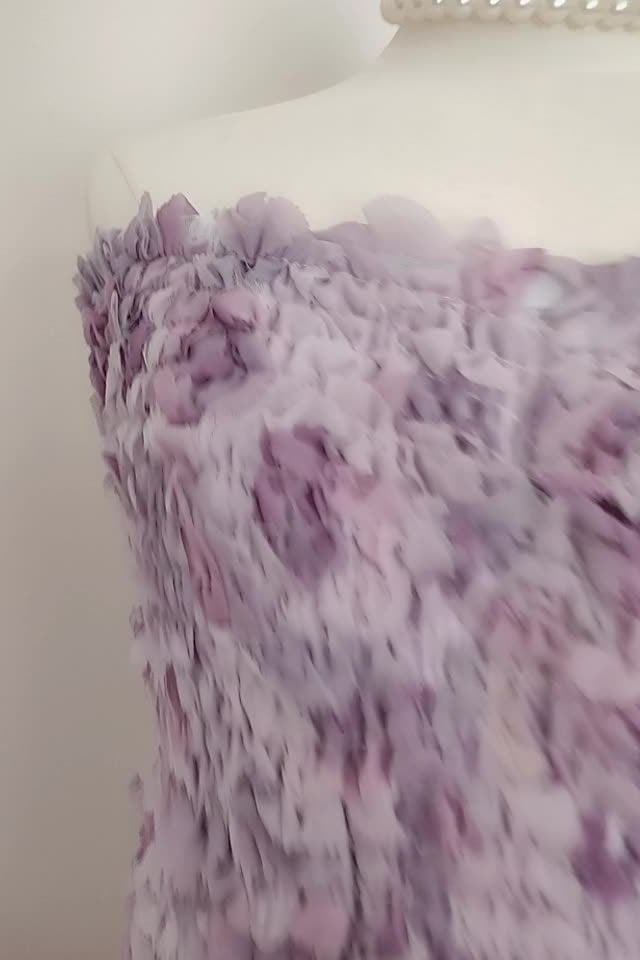 
                      
                        Strapless Purple 3D Floral Tiered Short Dress
                      
                    
