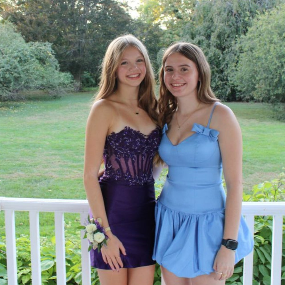 
                      
                        Strapless Purple Beaded Sheer Corset Short Dress
                      
                    