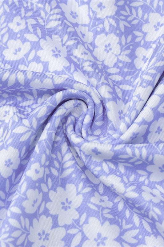 
                      
                        Strapless Purple Floral Print Tie Front Short Dress
                      
                    