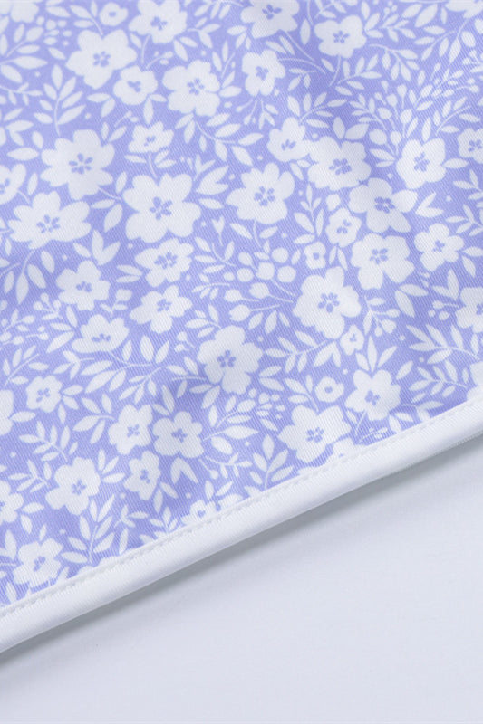 
                      
                        Strapless Purple Floral Print Tie Front Short Dress
                      
                    