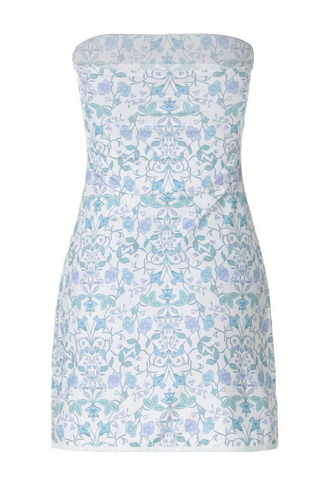 
                      
                        Strapless Purple Floral Print Tie Front Short Dress
                      
                    
