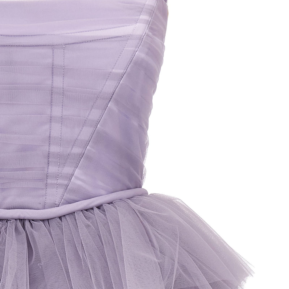 
                      
                        Strapless Purple Ruffles A-line Short Dress
                      
                    