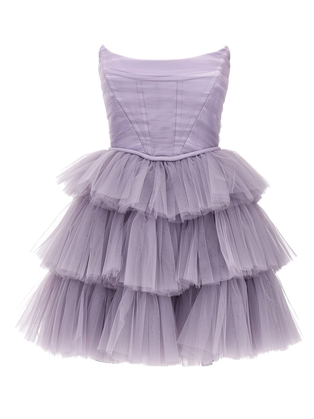 Strapless Purple Ruffles A-line Short Dress