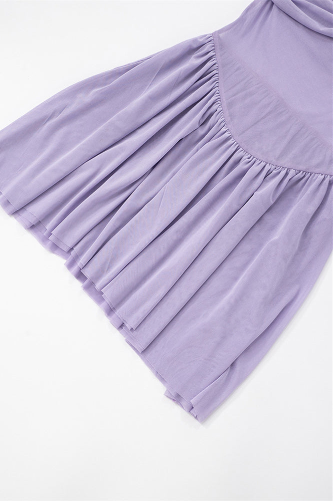 
                      
                        Strapless Purple Twist Short Dress with Scarf
                      
                    