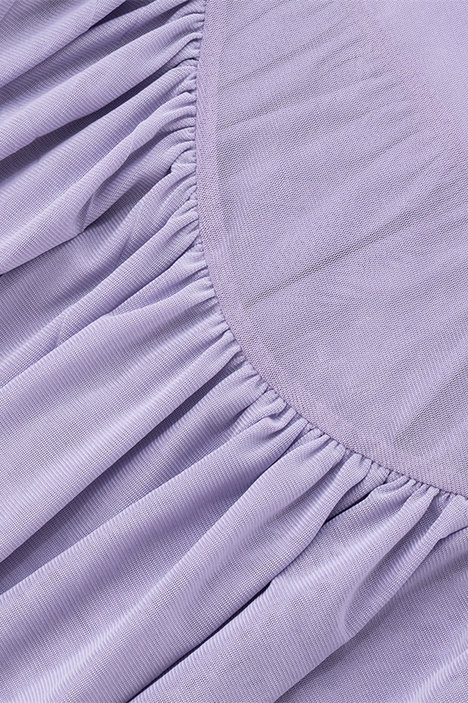 
                      
                        Strapless Purple Twist Short Dress with Scarf
                      
                    