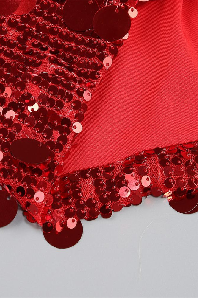 
                      
                        Strapless Red Sequin Bodycon Short Dress
                      
                    