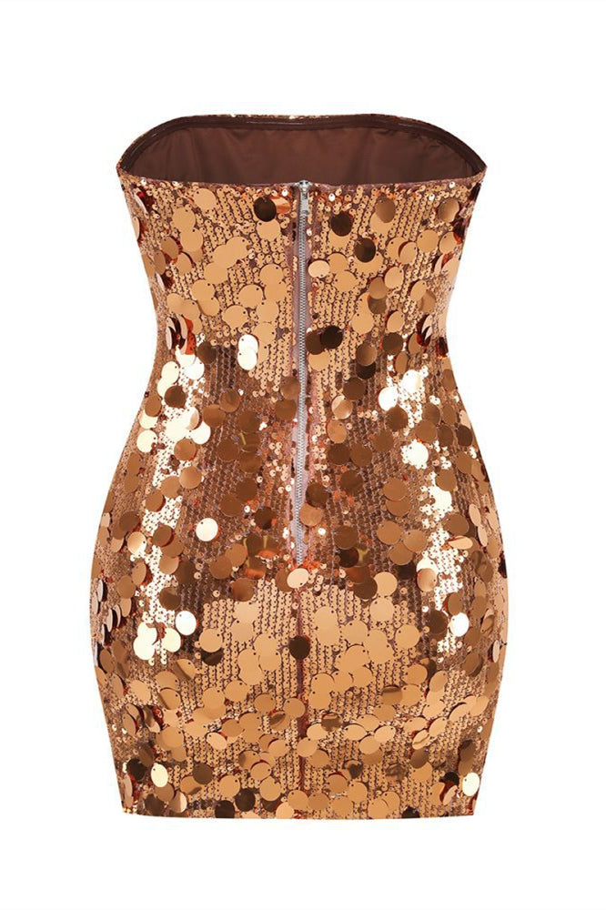 
                      
                        Strapless Red Sequin Bodycon Short Dress
                      
                    