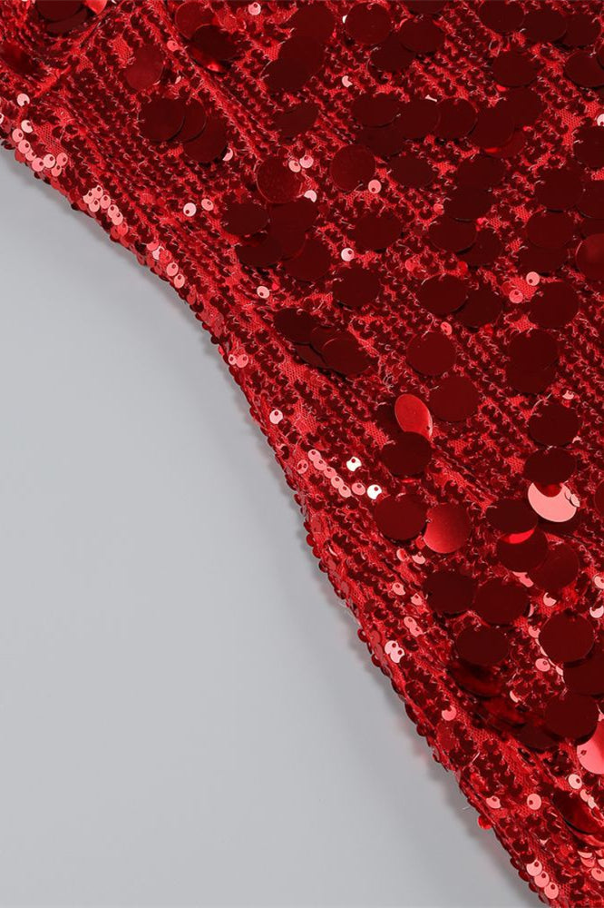 
                      
                        Strapless Red Sequin Bodycon Short Dress
                      
                    
