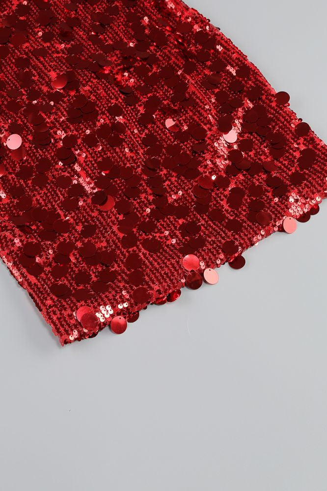 
                      
                        Strapless Red Sequin Bodycon Short Dress
                      
                    