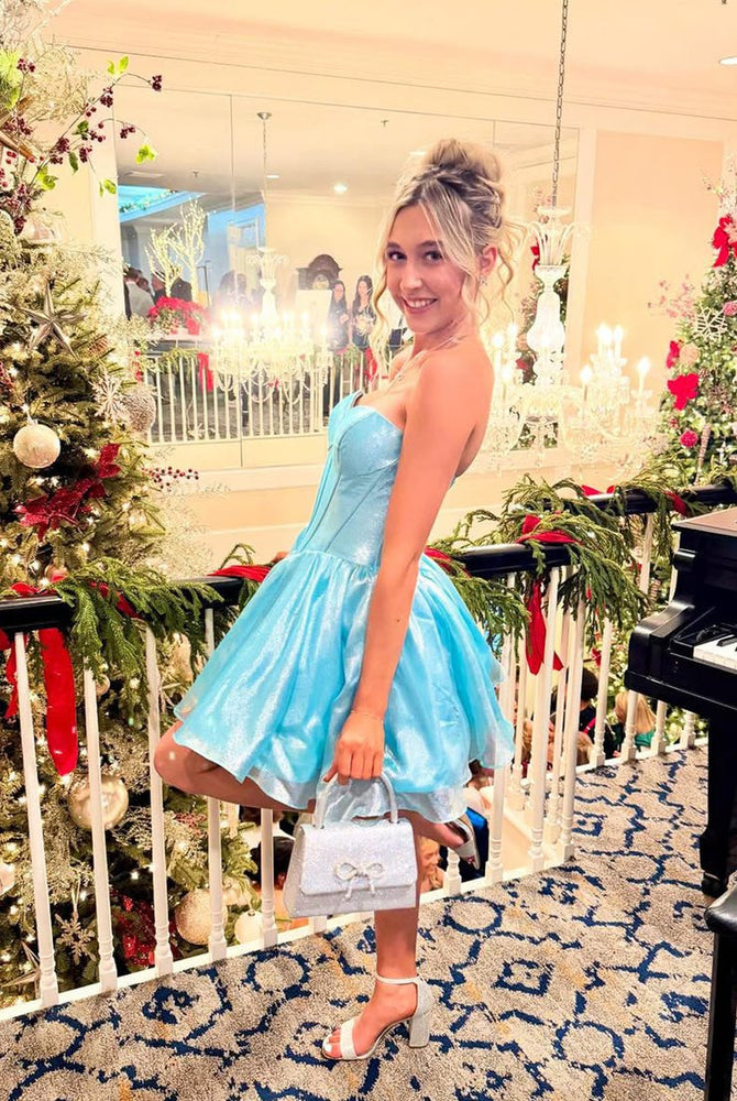 
                      
                        Strapless Royal Blue Corset A-line Short Dress
                      
                    