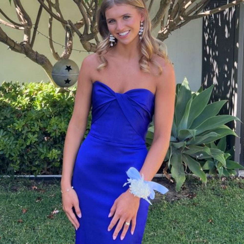 blue strapless long dress Royal Prom with Corset Royal / 16 this dress is both stylish and comfortable Kona Strapless Open Back Maxi