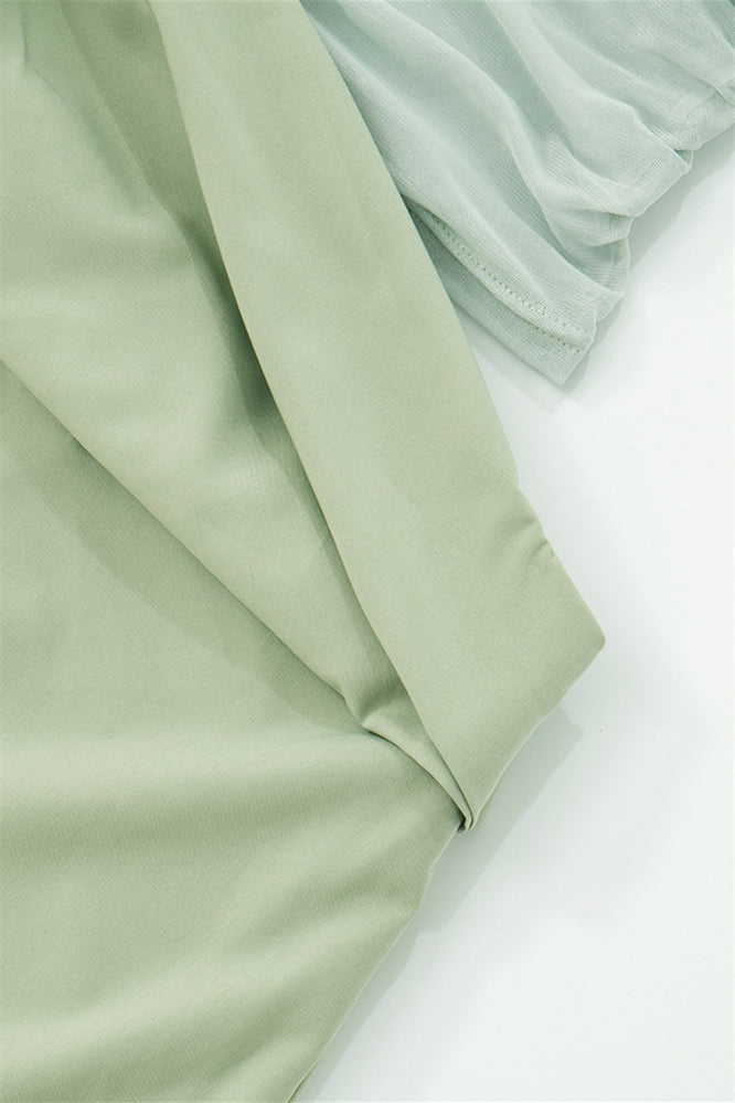 
                      
                        Strapless Sage Green Ruched Short Dress with Cut-out
                      
                    