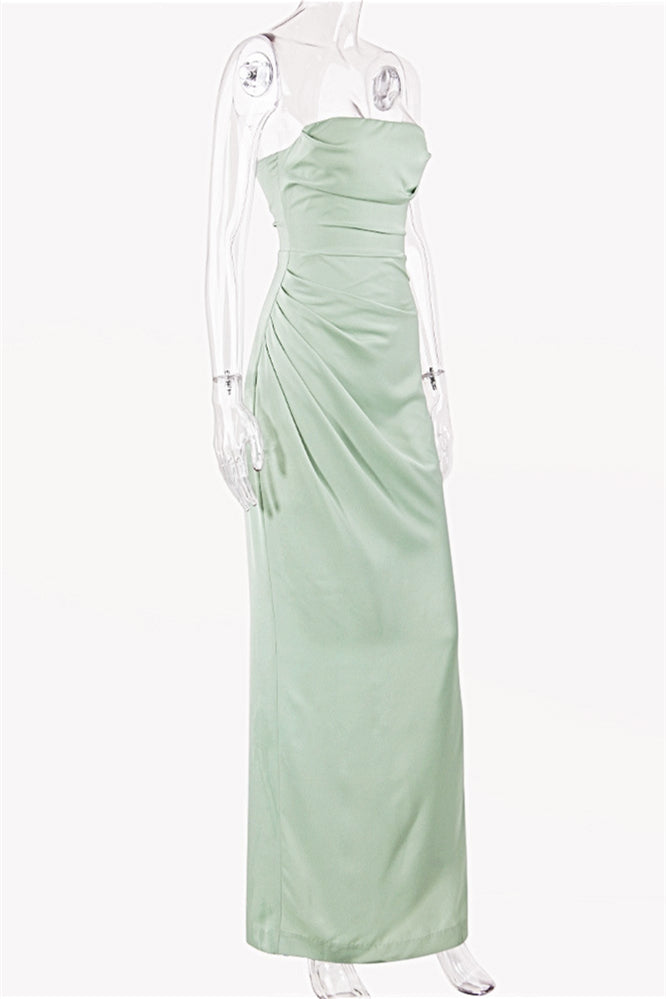 
                      
                        Strapless Sage Ruched Sheath Long Dress
                      
                    