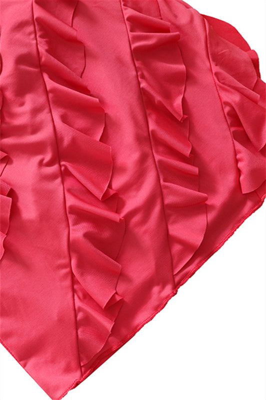 
                      
                        Strapless Watermelon Ruffled Hem Short Dress
                      
                    