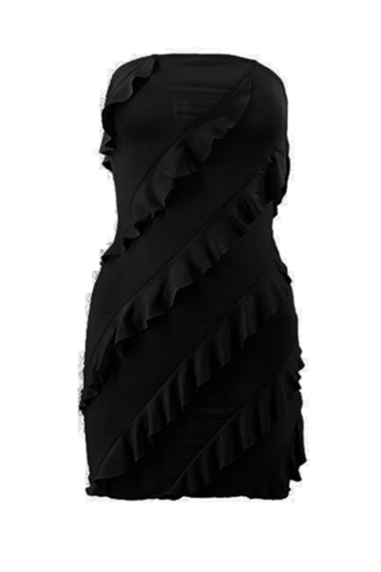 
                      
                        Strapless Watermelon Ruffled Hem Short Dress
                      
                    