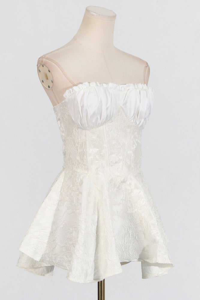 
                      
                        Strapless White Embroidery A-line Mini Dress
                      
                    