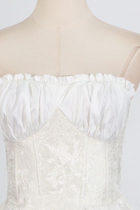 
                      
                        Strapless White Embroidery A-line Mini Dress
                      
                    