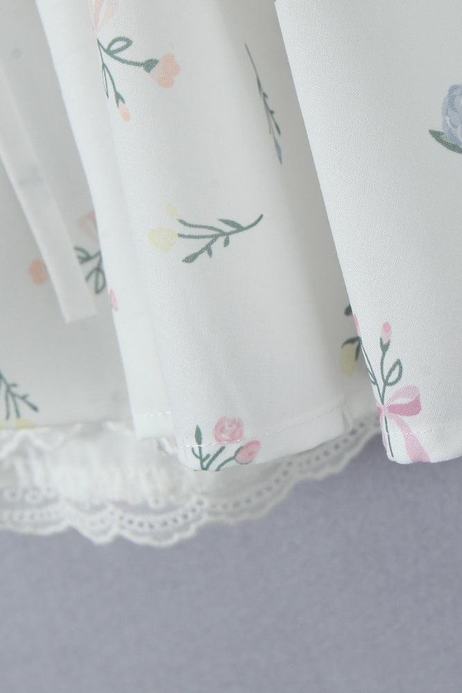 
                      
                        Strapless White Floral Print A-line Short Dress
                      
                    