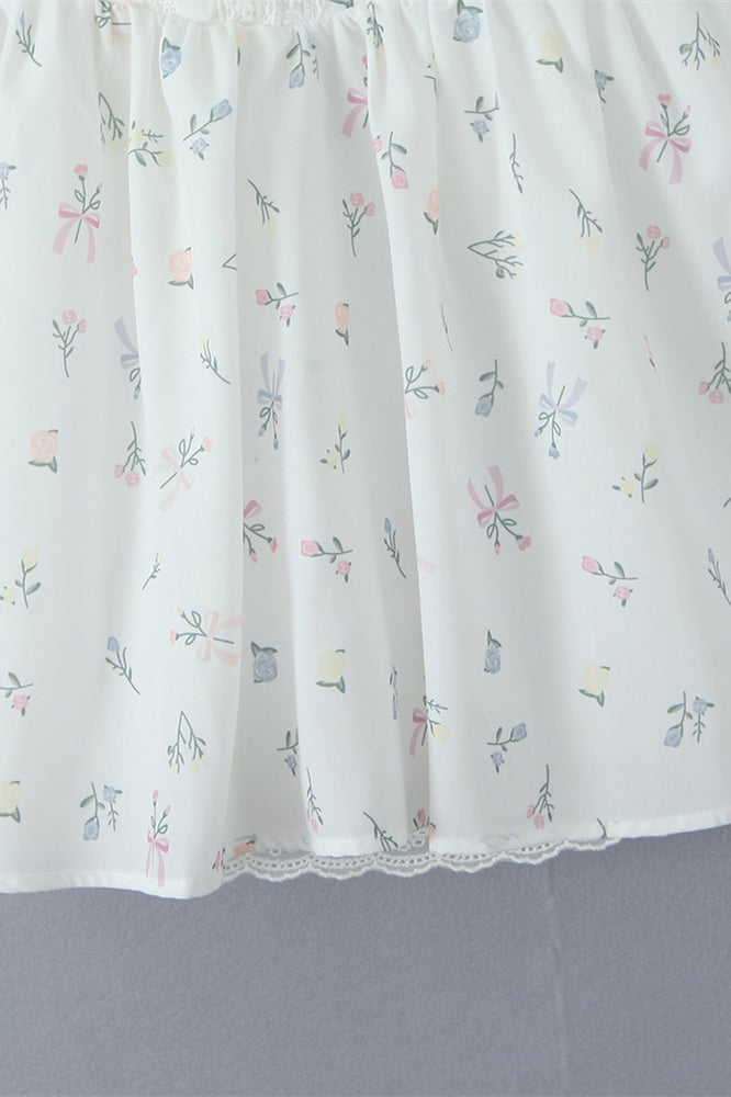
                      
                        Strapless White Floral Print A-line Short Dress
                      
                    