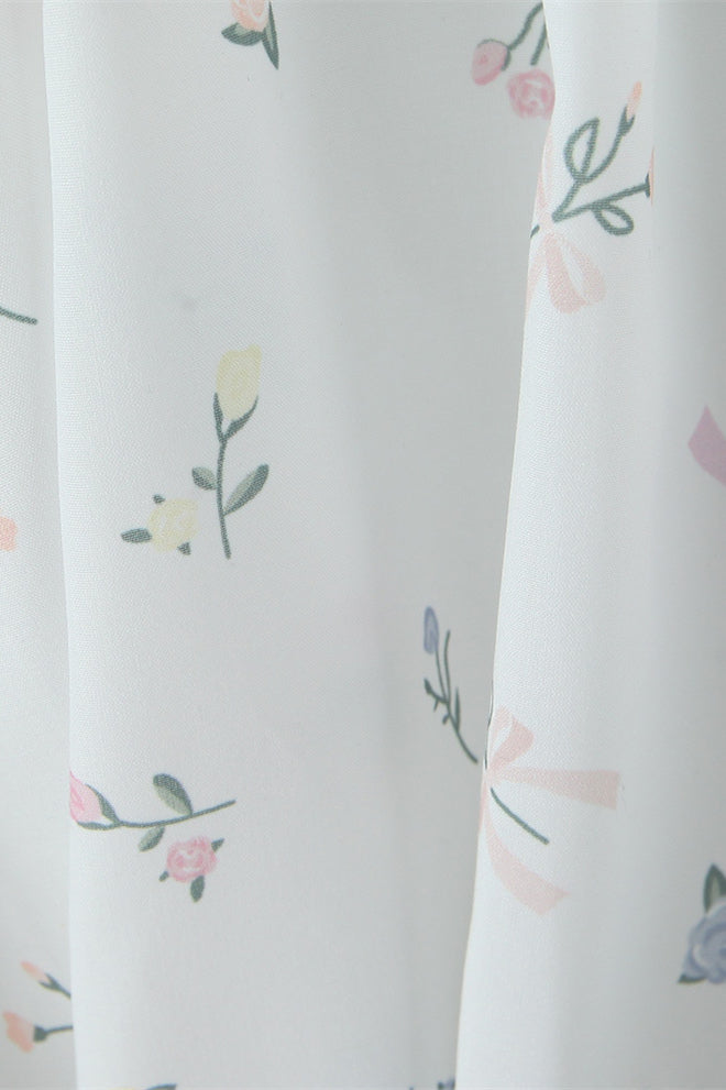 
                      
                        Strapless White Floral Print A-line Short Dress
                      
                    