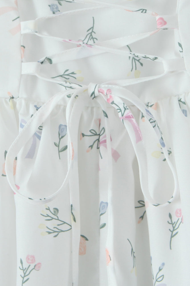 
                      
                        Strapless White Floral Print A-line Short Dress
                      
                    