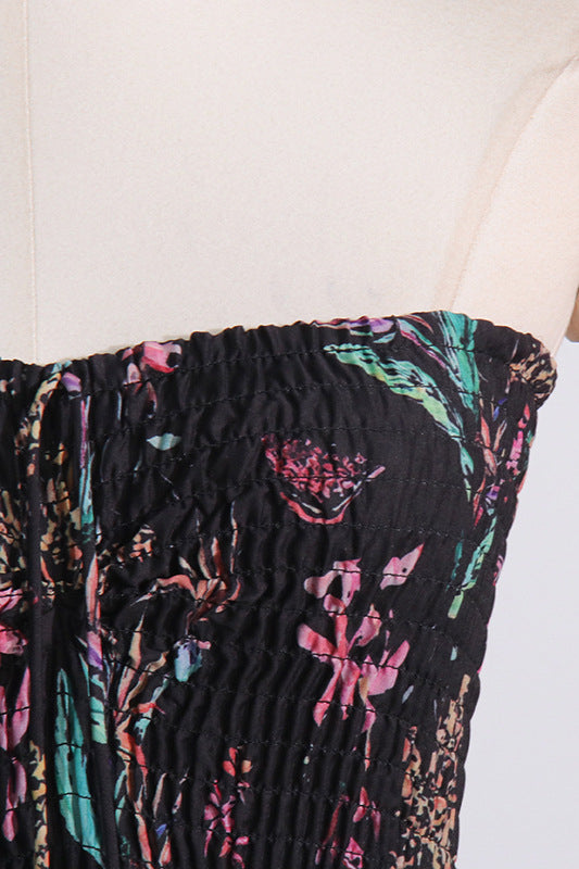 
                      
                        Strapless White Floral Print Tiered Short Dress
                      
                    