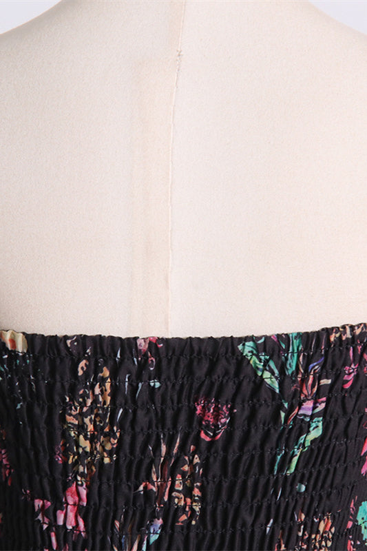 
                      
                        Strapless White Floral Print Tiered Short Dress
                      
                    