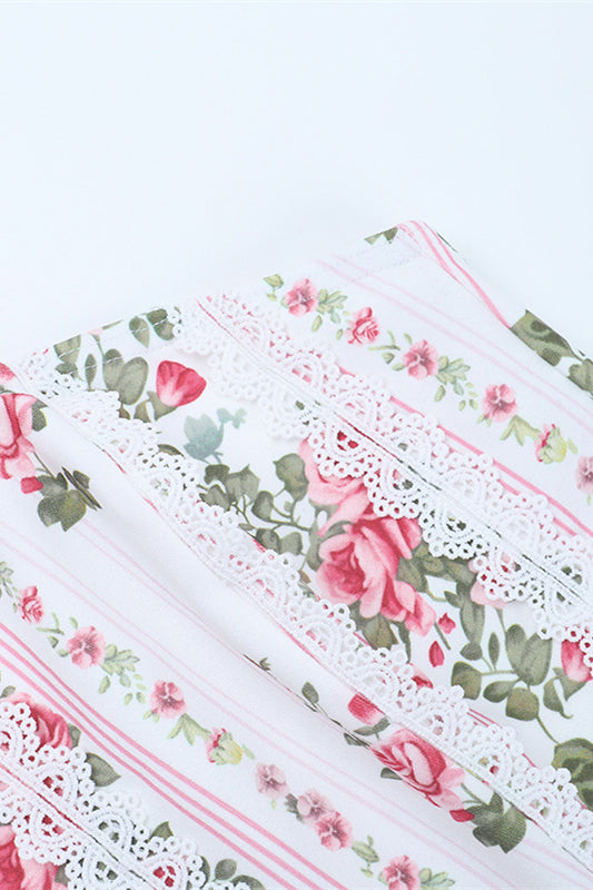 
                      
                        Strapless White Floral Print Tiered Short Dress
                      
                    