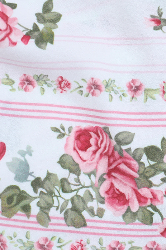 
                      
                        Strapless White Floral Print Tiered Short Dress
                      
                    