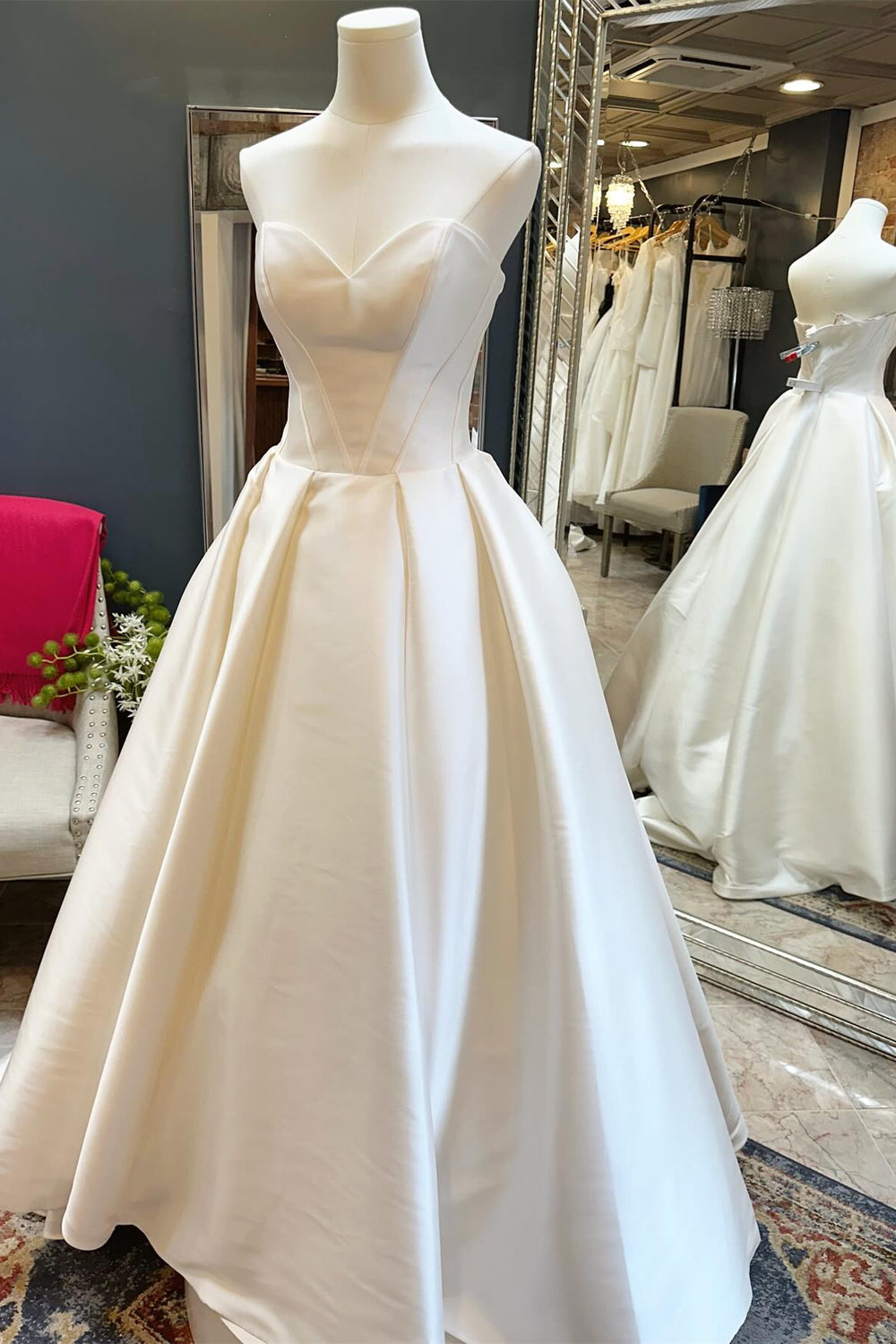 Strapless White Simple A-line Wedding Dress