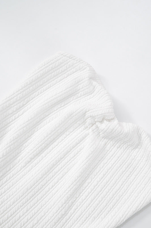 
                      
                        Strapless White Tiered A-line Short Dress
                      
                    