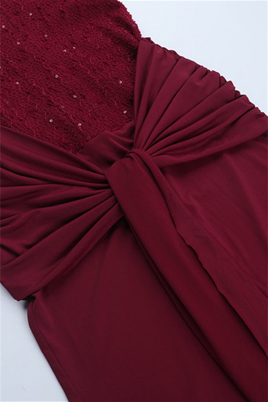 
                      
                        Strapless Wine Red Twist Fitted Long Dress
                      
                    