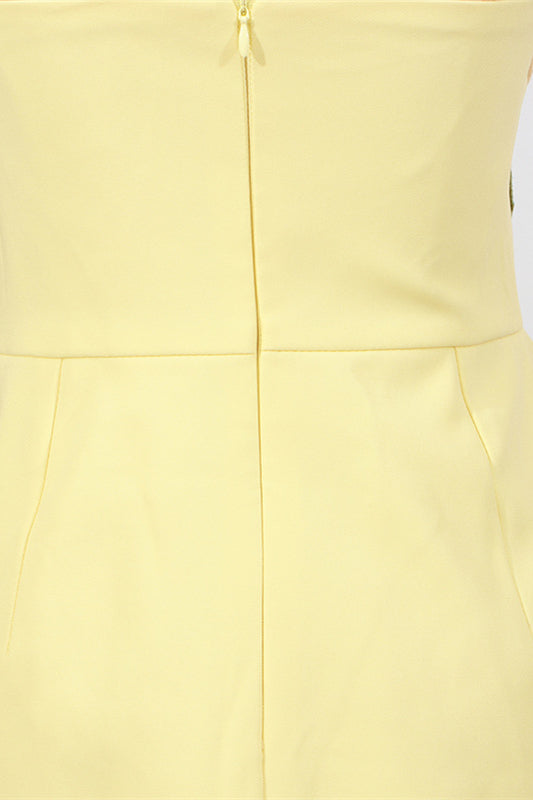 
                      
                        Strapless Yellow 3D Floral A-line Short Dress
                      
                    